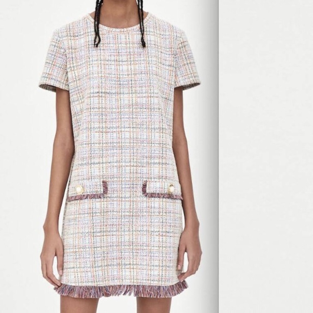 Fringed Tweed Dress